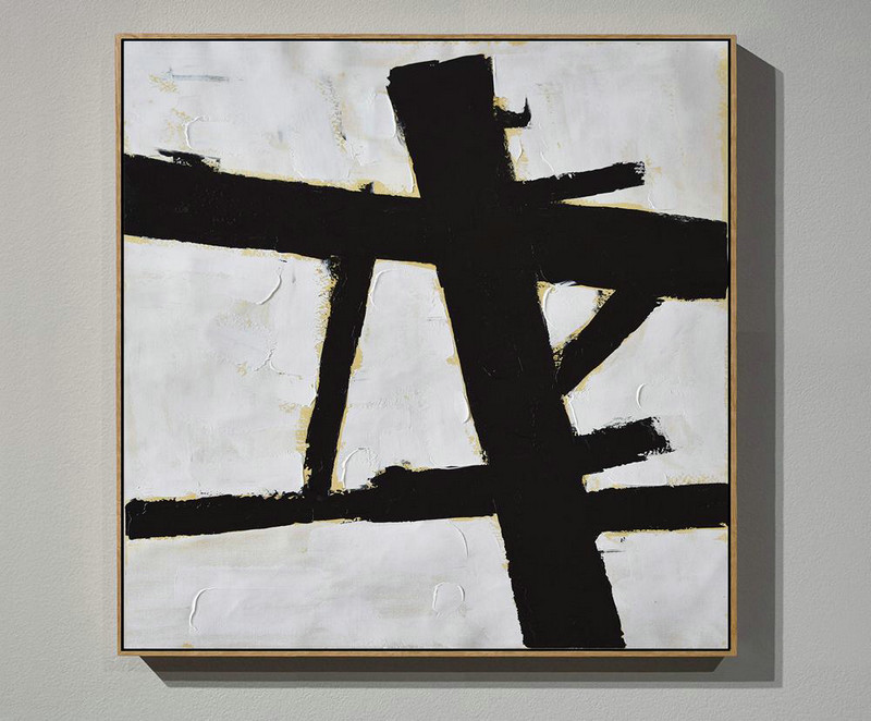 Abstract Painting Extra Large Canvas Art,Handmade Minimal Art Palette Knife Canvas Painting, Black White Beige - Original Art Acrylic Painting